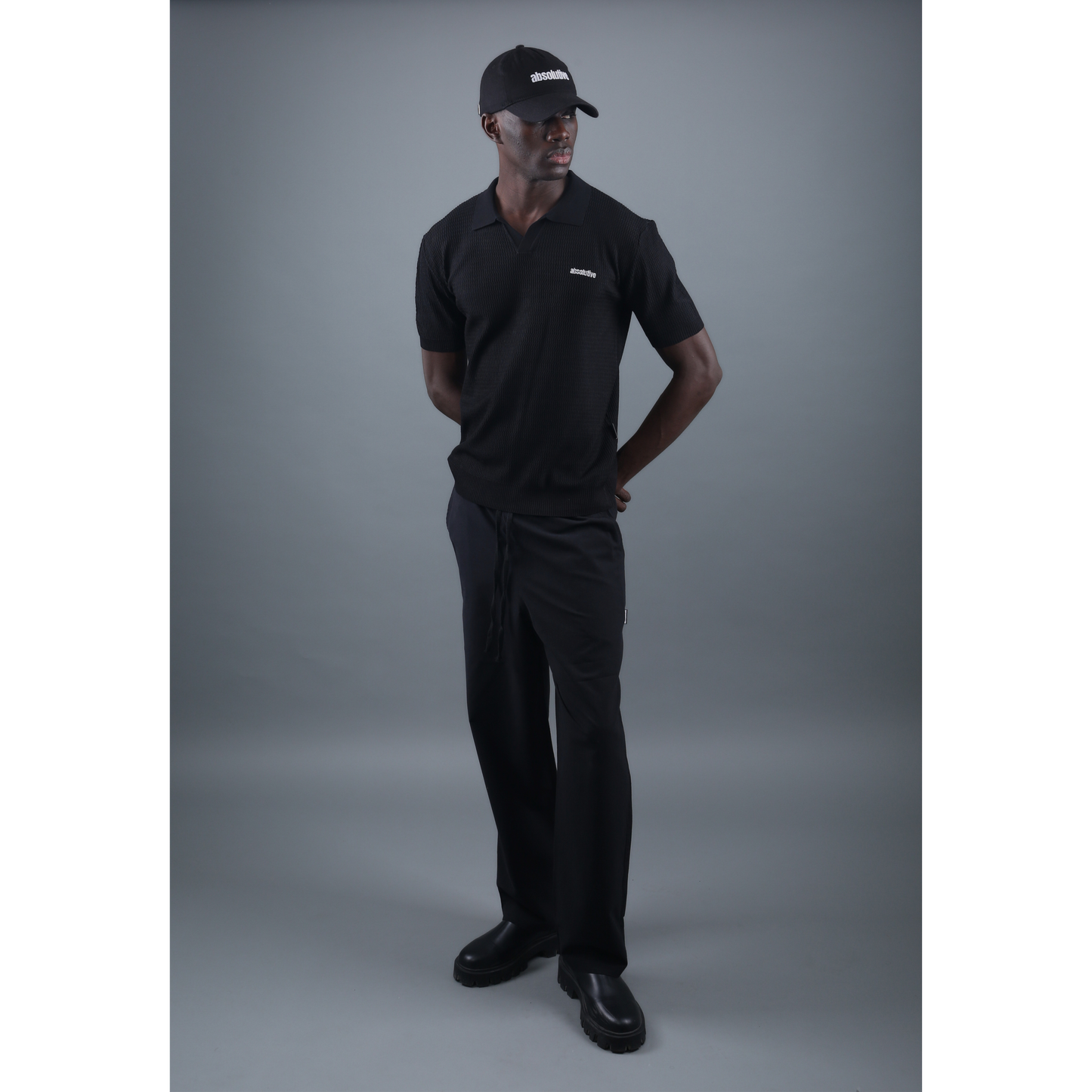 Knit Polo Tee - Black