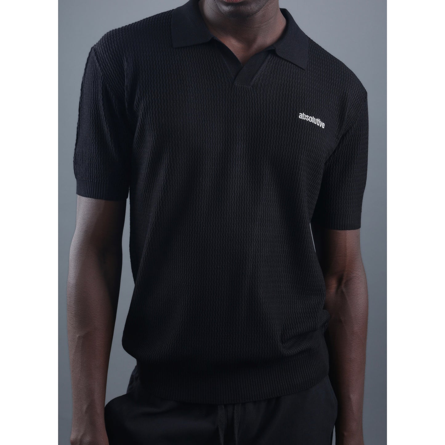 Knit Polo Tee - Black