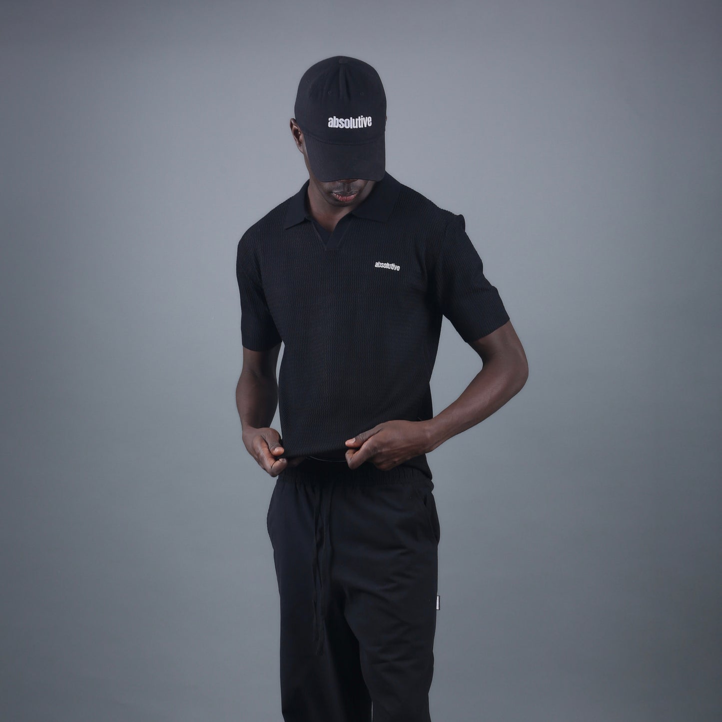 Knit Polo Tee - Black