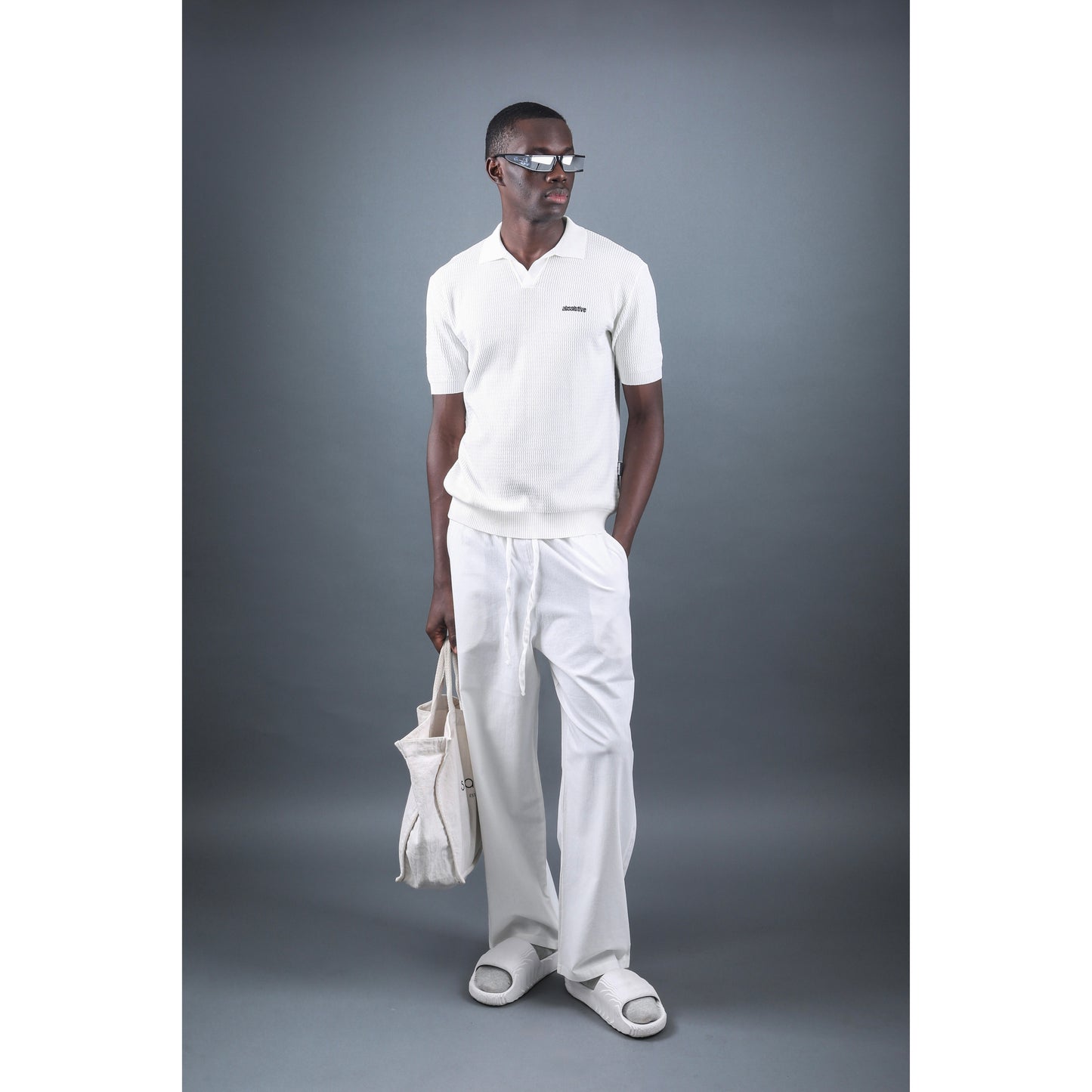 Knit Polo Tee - White