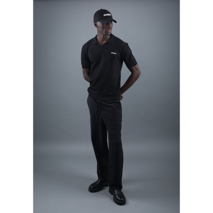 Knit Polo Tee - Black