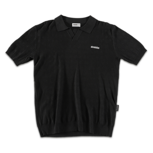Knit Polo Tee - Black