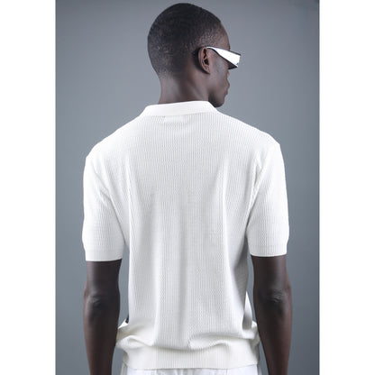 Knit Polo Tee - White