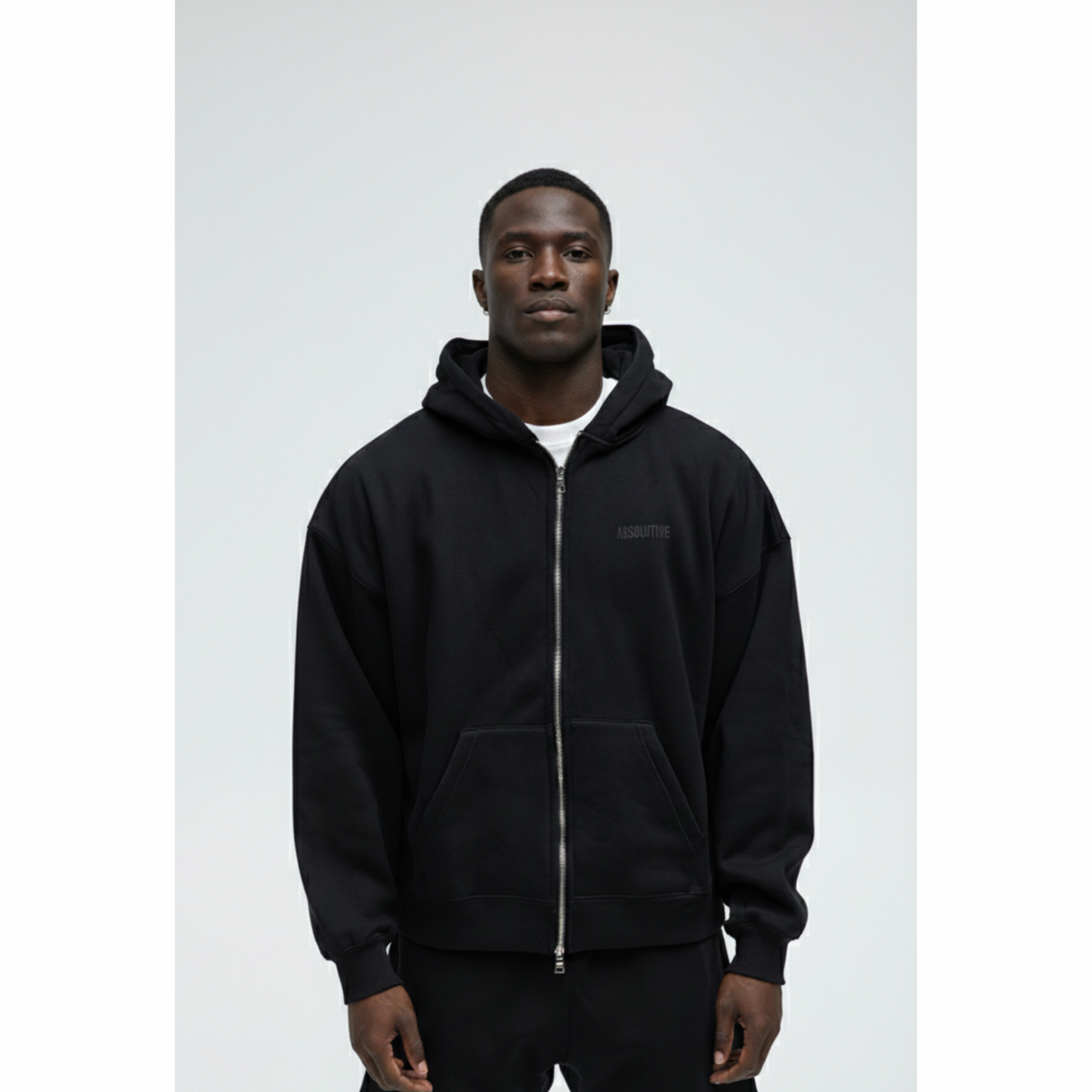 Cropped Heavyweight Zip-up - Black