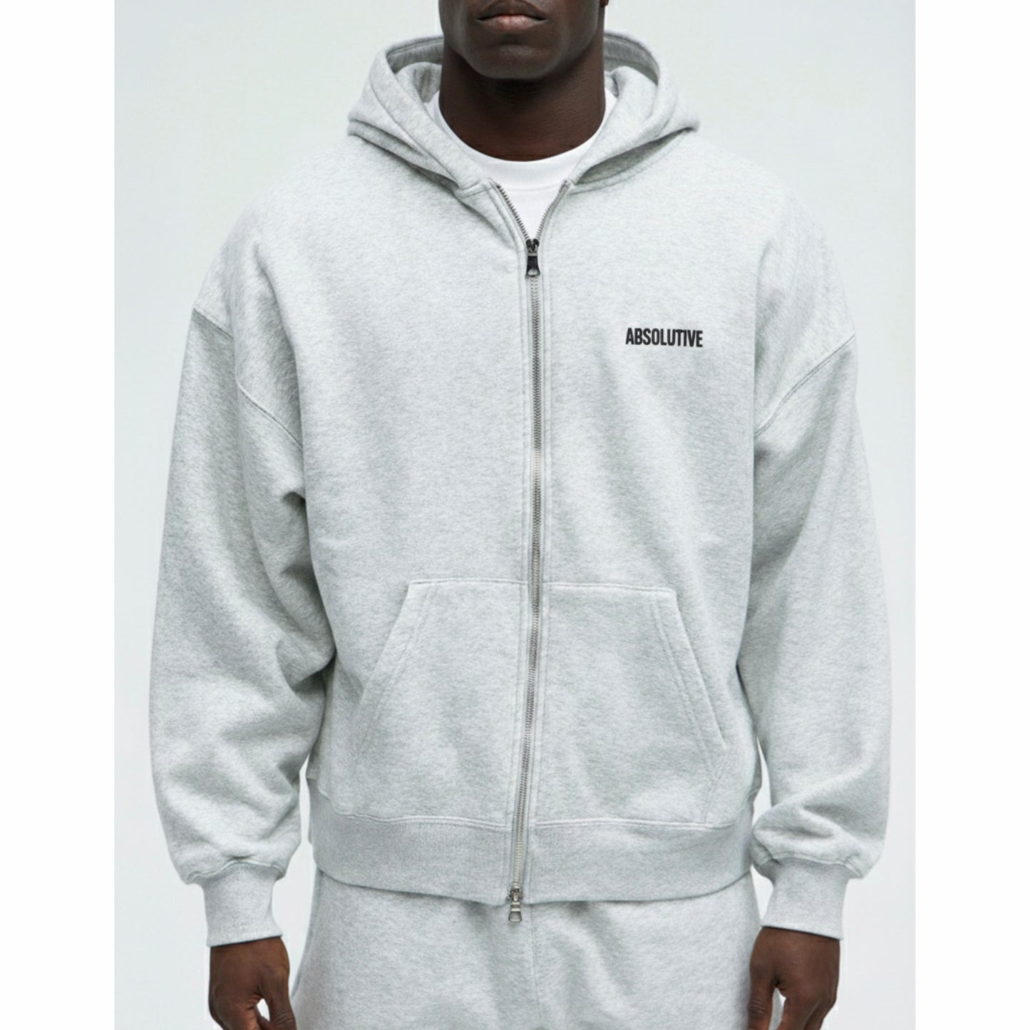 Cropped Heavyweight Zip-up - Gray