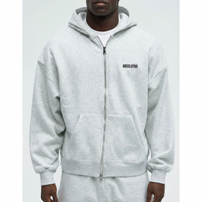 Cropped Heavyweight Zip-up - Gray